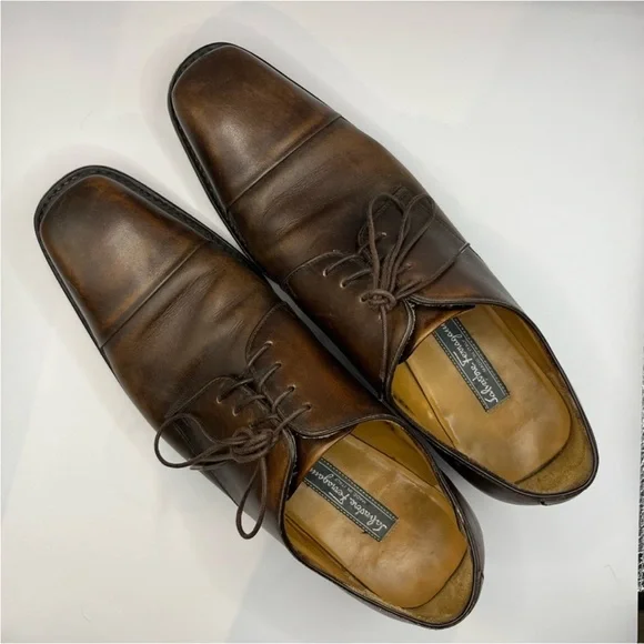 Salvatore Ferragamo Mens Size 10 D GUC VTG Brown Pebbled Leather Cap Toe Oxfords SALVATORE FERRAGAMO MEN main image 2